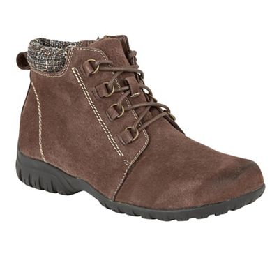 Lotus Brown suede 'Santana' lace up ankle boots